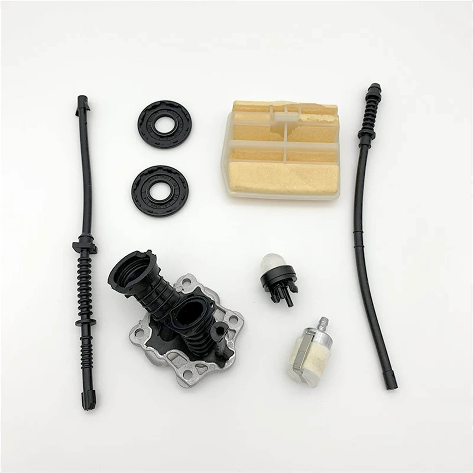 Filtro de aire, colector de admisión, línea de retorno de combustible, manguera, filtro, compatible con motosierra de gasolina HU-SQV-AR-A 450, 445 E, 450E, 445E, 544082301