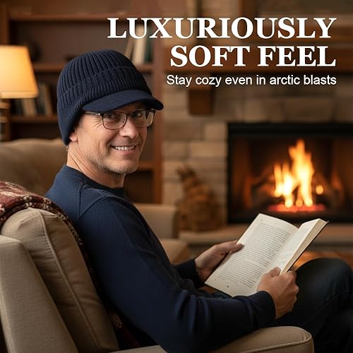 Miniatura 6 de Gorro de punto elástico cálido con protección para los oídos, unisex, acogedor, gorro de invierno con ala y orejeras para hombres y mujeres