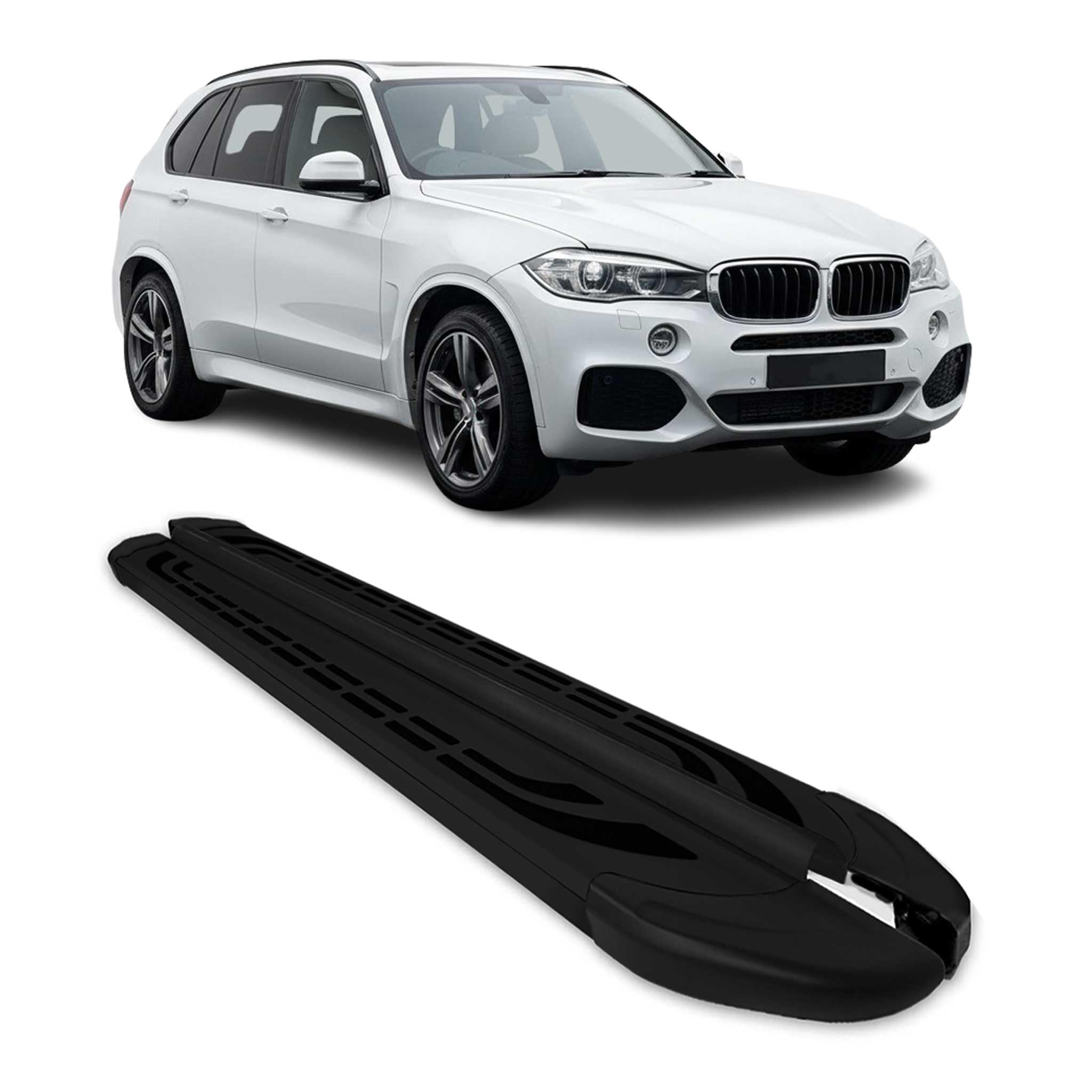 OMAC Pedane Laterali Sottoporta compatibile con BMW X5 2014-2018 Nero Alluminio 2 Pz