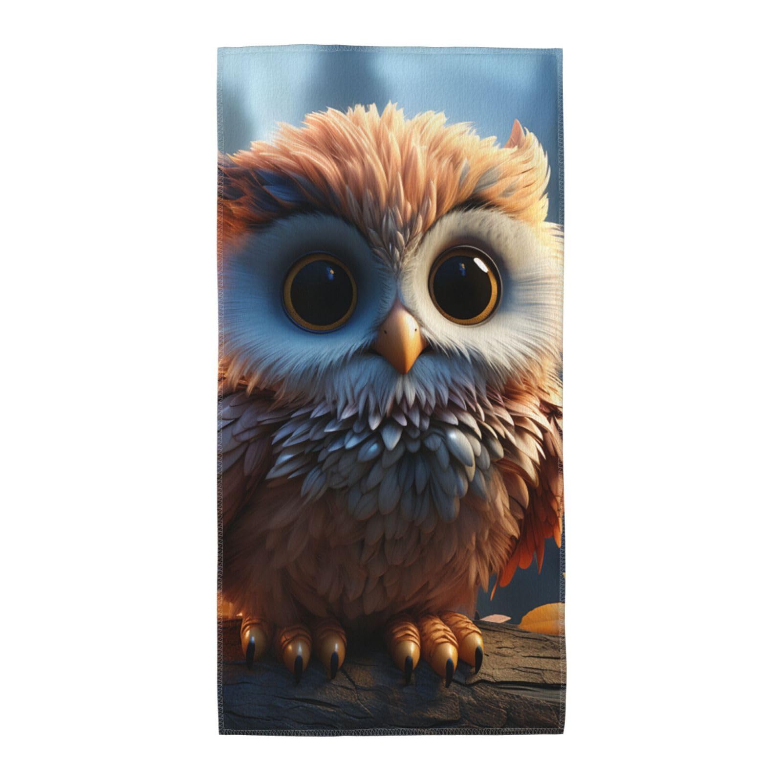 FekiLoot Absorbent Hand Towels 12"X24" Decorative Bathroom Towel Soft Microfiber Face Towel Cute Owl Dish Kitchen Towels for Bathroom Kitchen Hotel Spa Bath Towels
