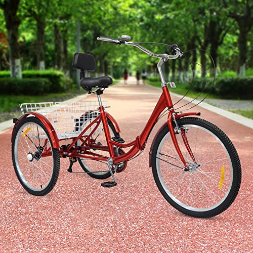 Driewieler voor volwassenen, senioren, fiets met mand, trike, winkelen, grote wielen, 7 gasten, opvouwbaar voor dames en… - Afbeelding 3