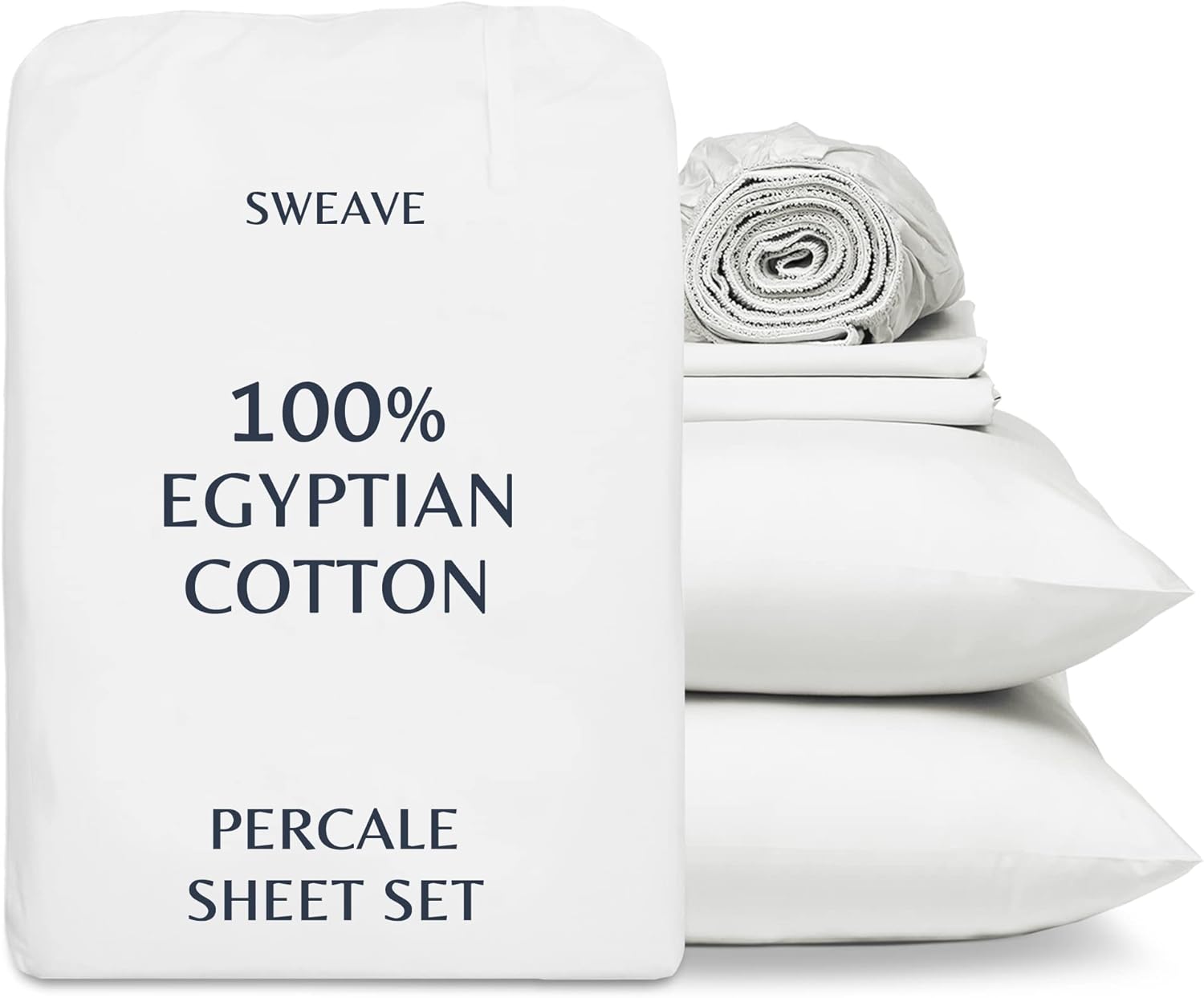 Sweave 100 Egyptian Cotton Percale Sheets Set Luxurious 400 Thread Count