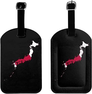 Flag Map of Japan Luggage Tags for Suitcases, PU Leahter Cruise Ship Luggage Tag with Privacy Cover ID Tags for Men Women Travel Essentials