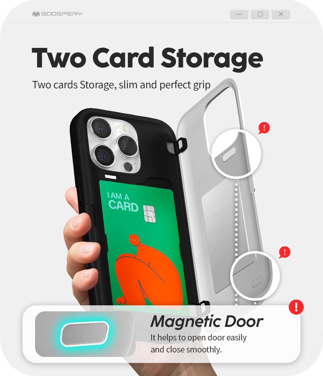 Amazon.co.jp: Goospery iPhone 16 Pro 用 ケース 背面 カード 収納