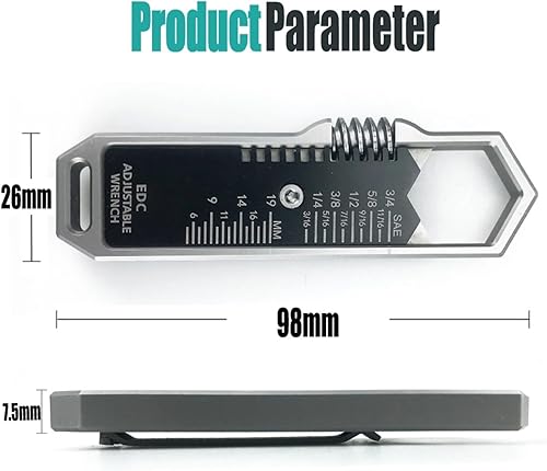 Miniatura 6 de Mini llave ajustable, pequeña llave multiherramienta con mini barra de palanca, extractor de uñas, herramienta de calibrador, regla de medición,