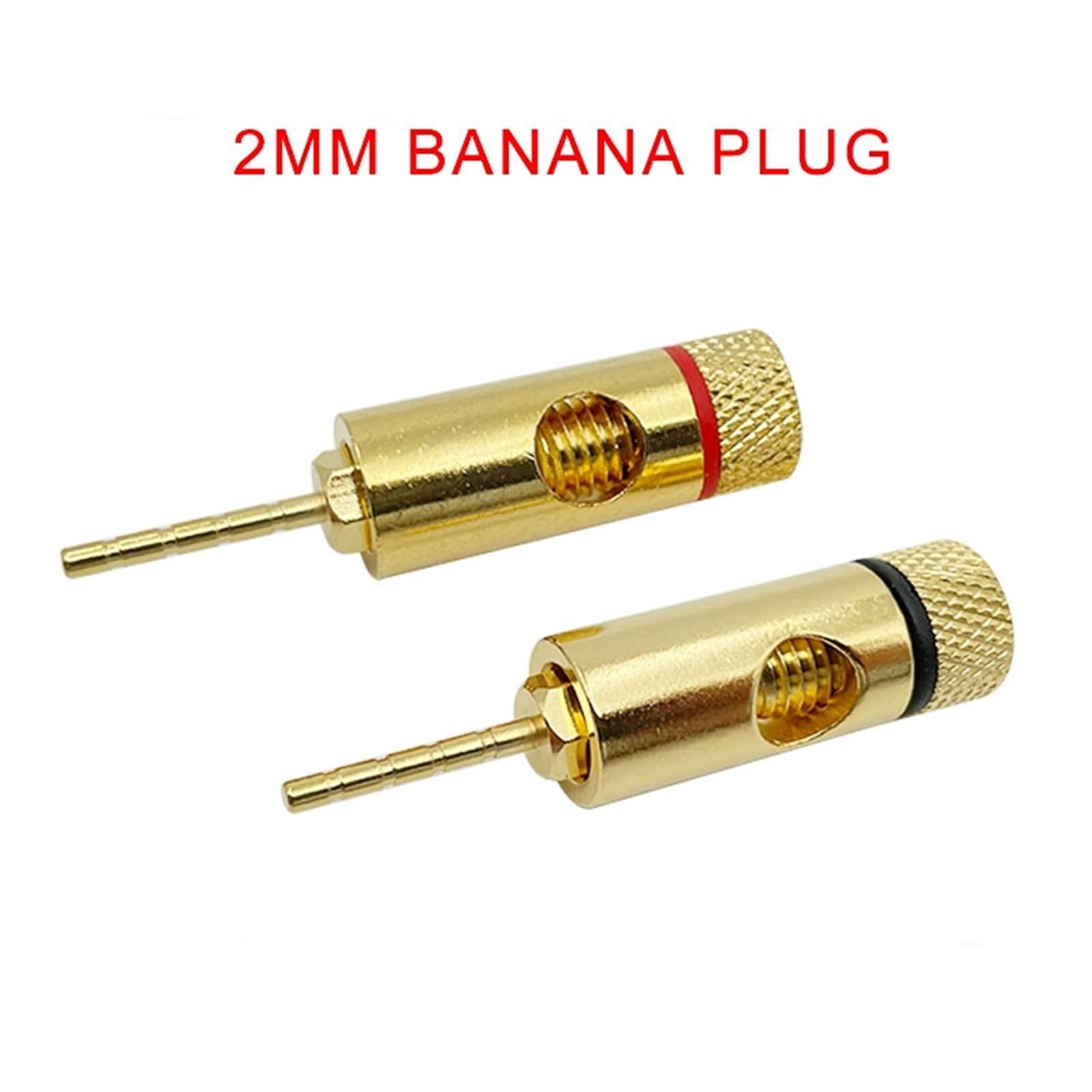 Adaptateur de fiche Banane en cuivre plaqué Or, Broche de 2mm, bornes Banane à Broche Droite, fiches de Haut-Parleur, connecteur de câblage, 8 pièces/4 Paires(8 Red)