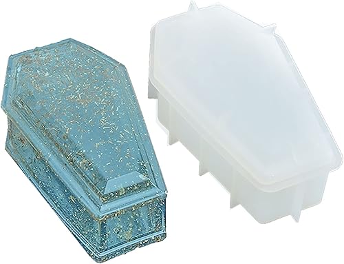 Caja de almacenamiento de silicona con diseño de ataúd de Halloween, molde de resina, frasco, moldes de fundición de silicona epoxi para adornos de
