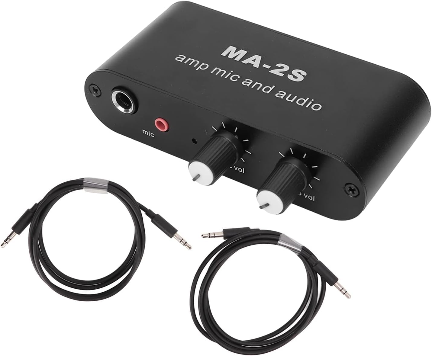 Kleiner Stereo-Audio-Vorverstärker 3 Ausgangsanschlüsse Aluminium-ABS-Kopfhörerverstärker für Lautsprecher Dynamisches 6,5-mm-Mikrofon 3,5-mm-Kondensatorschnittstelle