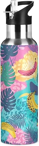 Miniatura 8 de Botella de agua deportiva sin BPA aislada de 20 onzas, botella de agua aislada de acero inoxidable con popote para gimnasio, viajes al aire libre,