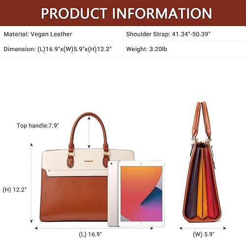 Miniatura 54 de Telena Laptop Tote Bag for Women, 15.6 Inch Shoulder Tote Bag Leather Briefcase for Women, Large Capacity Handbag Bags