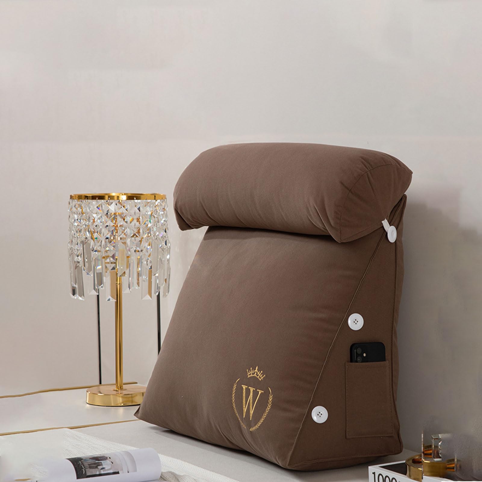 nviusdSJ Reading cushions, Lumbar Support Cushion With Removable Cover Sofa Chair Back Supports Pillow Portable Plush Relax For Arm Bed Pregnant Woman Rest Ergonomic(Coffee,45 x 45 x 22 cm)