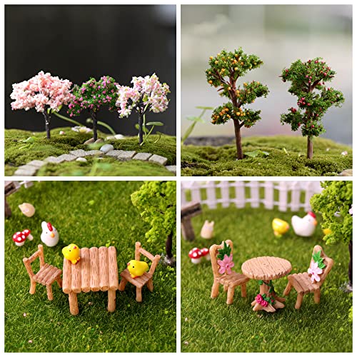 Elpizofos 132Pcs Miniature Fairy Garden Accessories Kit Miniature Animals,Tree,Fence,House Figurines Ornament Statue Craft For Diy Garden Yard Micro Landscape Bonsai Pot Dollhouse Terrarium Decor #TOP2