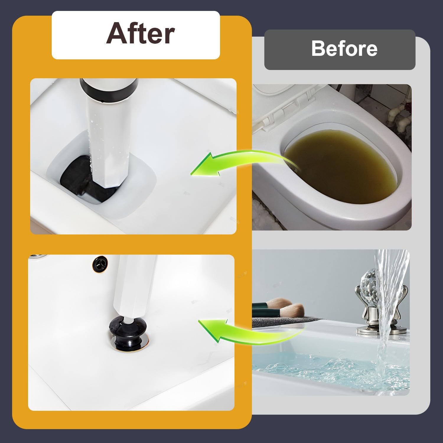 Stura WC con Barometro, Pompa Stura Scarichi a Pressione con 4 Testine Sostituibili, Stura WC ad Aria Compressa, Stura Lavandini e Scarichi Professionale, per Disintasare WC