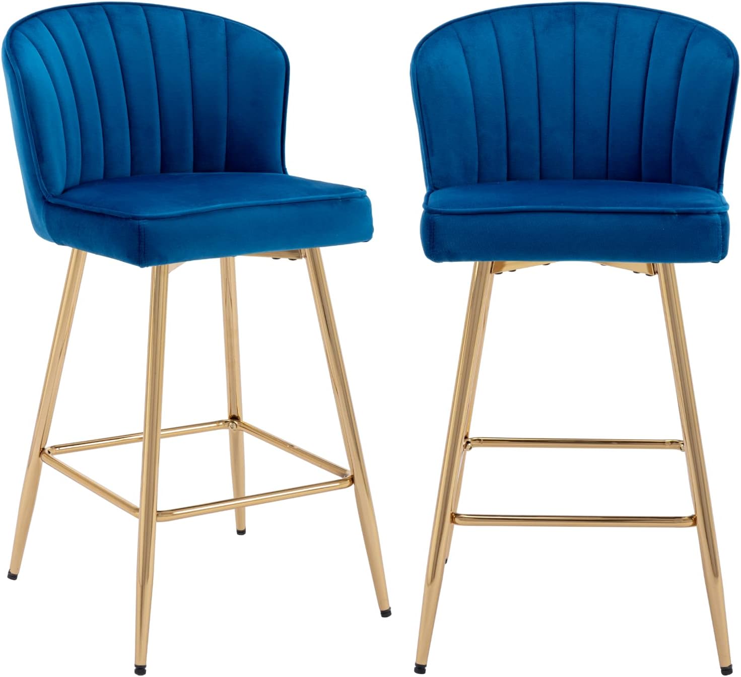 CIMOO Velvet Counter Stools Set of 2 Mid Century Modern Bar