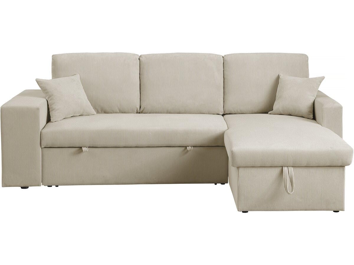 Habitat et Jardin Canapé d'angle en Velours côtelé Convertible/réversible Axel - 3 Places - Beige