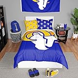 FOCO Los Angeles Rams NFL Team Color Bed In a Bag Comforter Bedding 3 Piece Twin Set