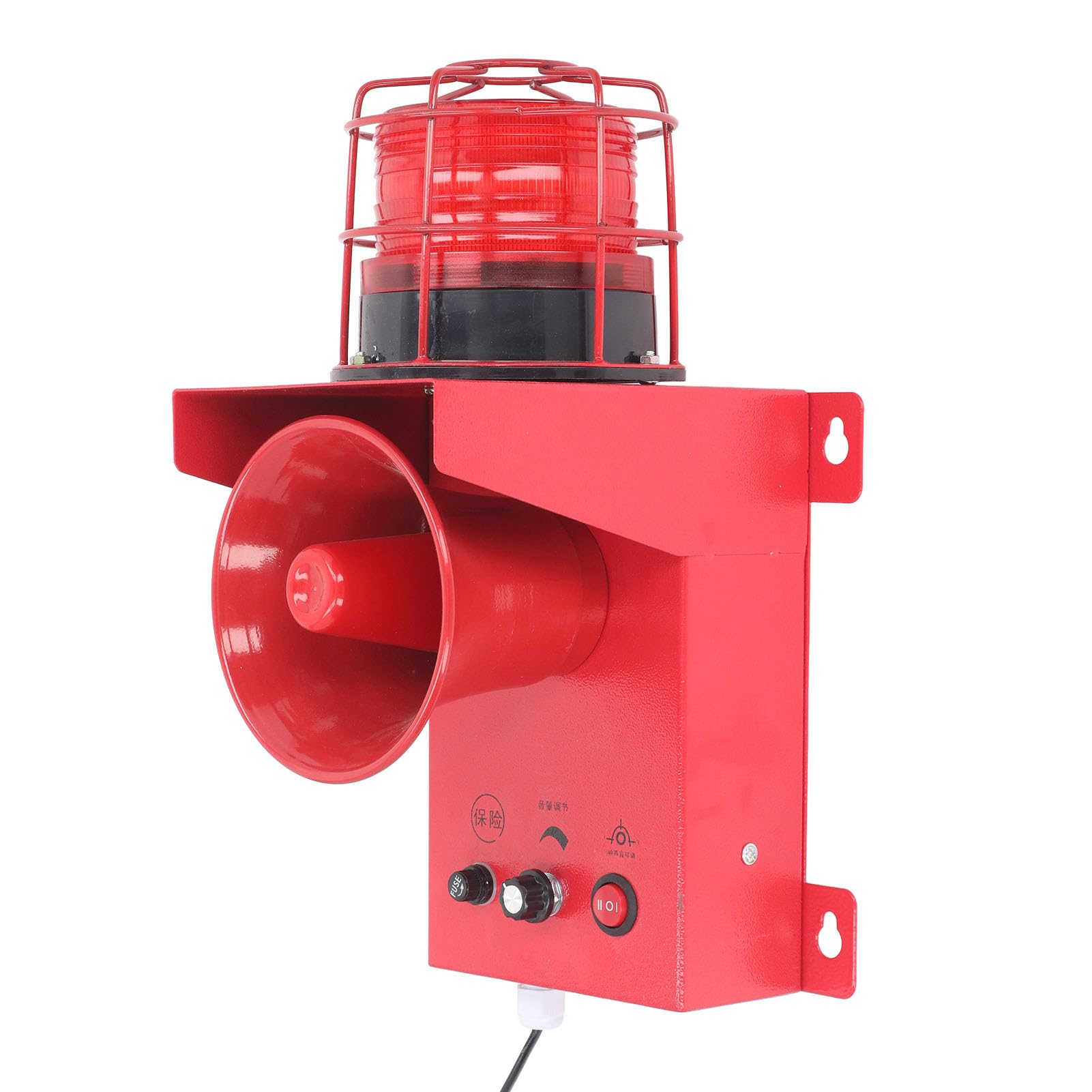 Sirena de Alarma Industrial, Volumen Ajustable de 0 a 130 DB con 3 Sonidos de Alarma y Luz Estroboscópica LED, Resistente Al Agua IP65 para Minería, Obras de Construcción y (DC24V)