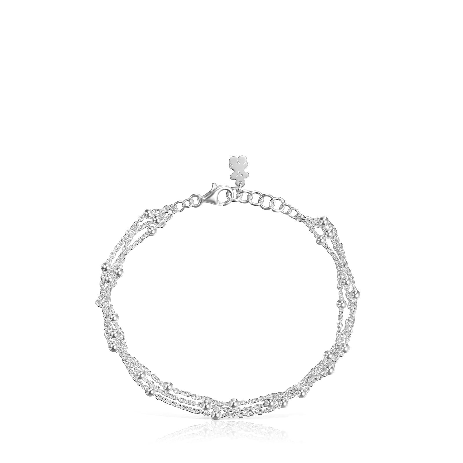TOUS Pulsera Triple Cadena para Mujer de Plata de Primera Ley, Colección Basics
