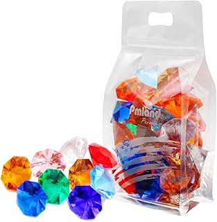 PMLAND Large Acrylic Diamond Gems and Jewels Crystals Treasure Gemstones, 40 + Pieces Assorted Colors