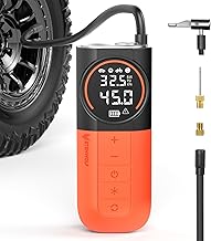 ETENWOLF S1 Tire Inflator Portable Air Compressor, 160PSI Air Pump for Car Tires, Bike, Motorcycle, Balls, Fast Inflation Tire Pump, Cordless bike Pump with LED Light & Digital Pressure Gauge (Orange)