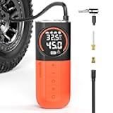 ETENWOLF S1 Tire Inflator Portable Air Compressor, 160PSI Air Pump for Car Tires, Bike, Motorcycle, Balls, Fast Inflation Tire Pump, Cordless bike Pump with LED Light & Digital Pressure Gauge(Orange)