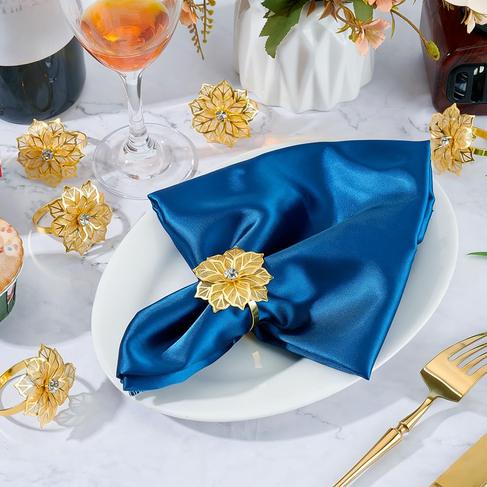60 Rond de Serviette à Motif Floral Porte Serviettes Floral Ajouré Rond de Table Décoration de Table pour Fête Mariage Banquet Noël Réunions de Famille Bal de Fin D'Année