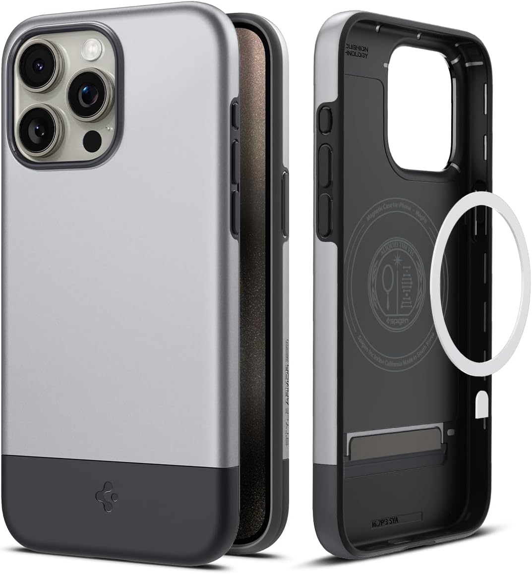 Style Armor MagFit designed for iPhone 15 Pro MAX case cover Magnetic [MagSafe compatible] - Classic Silver