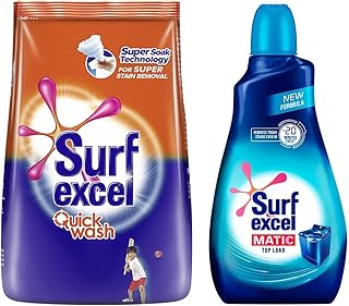 Surf Excel Quick Wash Detergent Powder 1 kg, Washing Powder with Lemon & Bleach to Remove Tough Stains on Clothes - Bucket Price In India