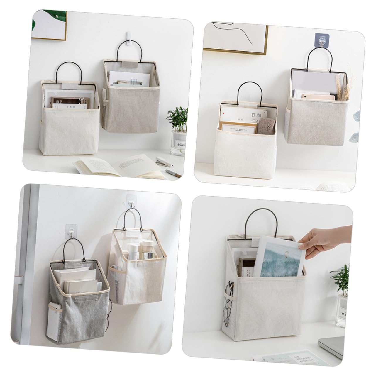 Gatuida 2pezzi Borsa Porta Oggetti da Appendere alla Parete con Gancio Adesivo Organizer Tasche per Armadio Camera da Letto Cucina Bagno Tasche Portaoggetti da Parete