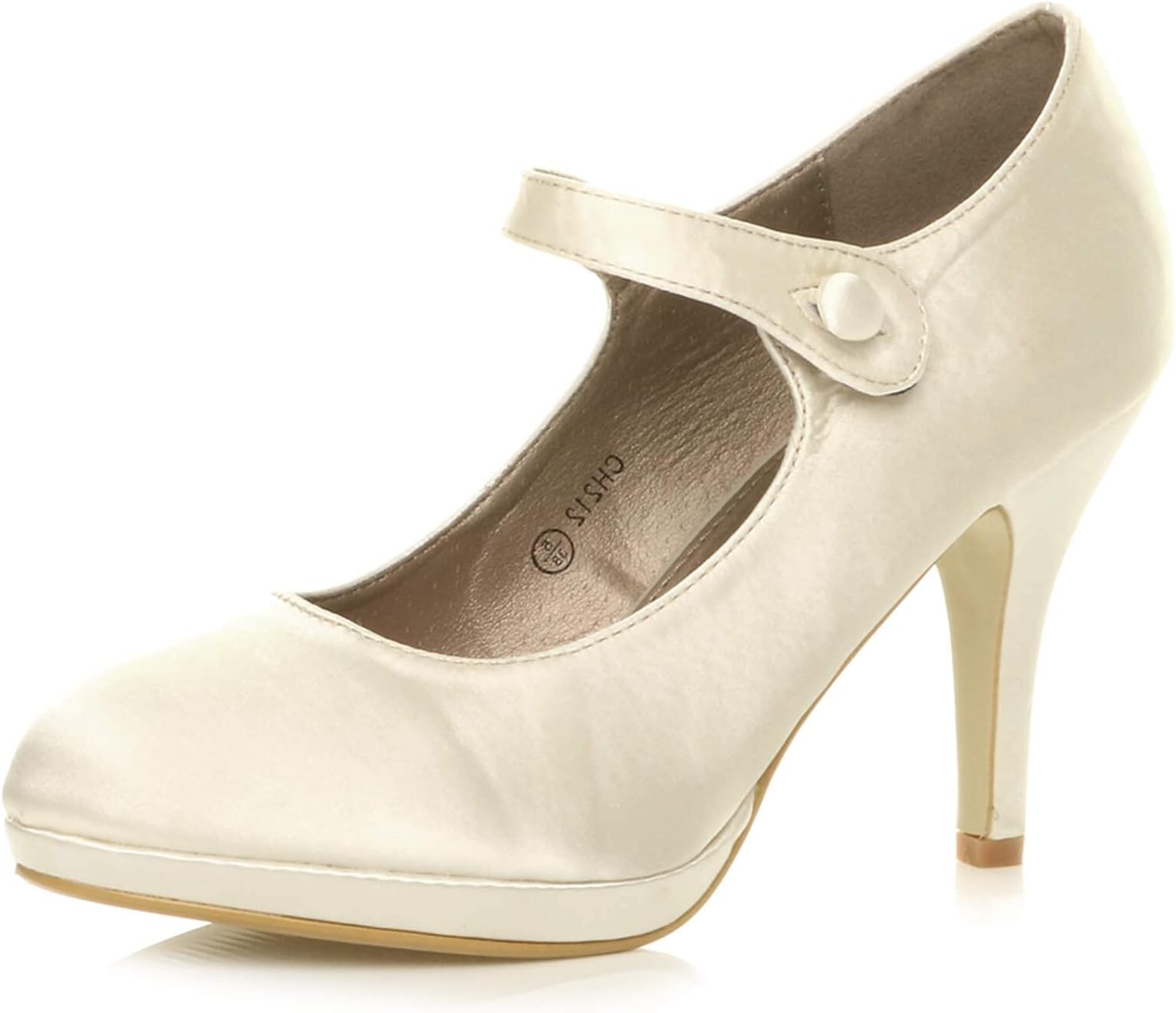 AJVANI Womens Ladies mid high Heel Mary Jane Evening Work Platform Bridal Party Prom Court Shoes Size.
