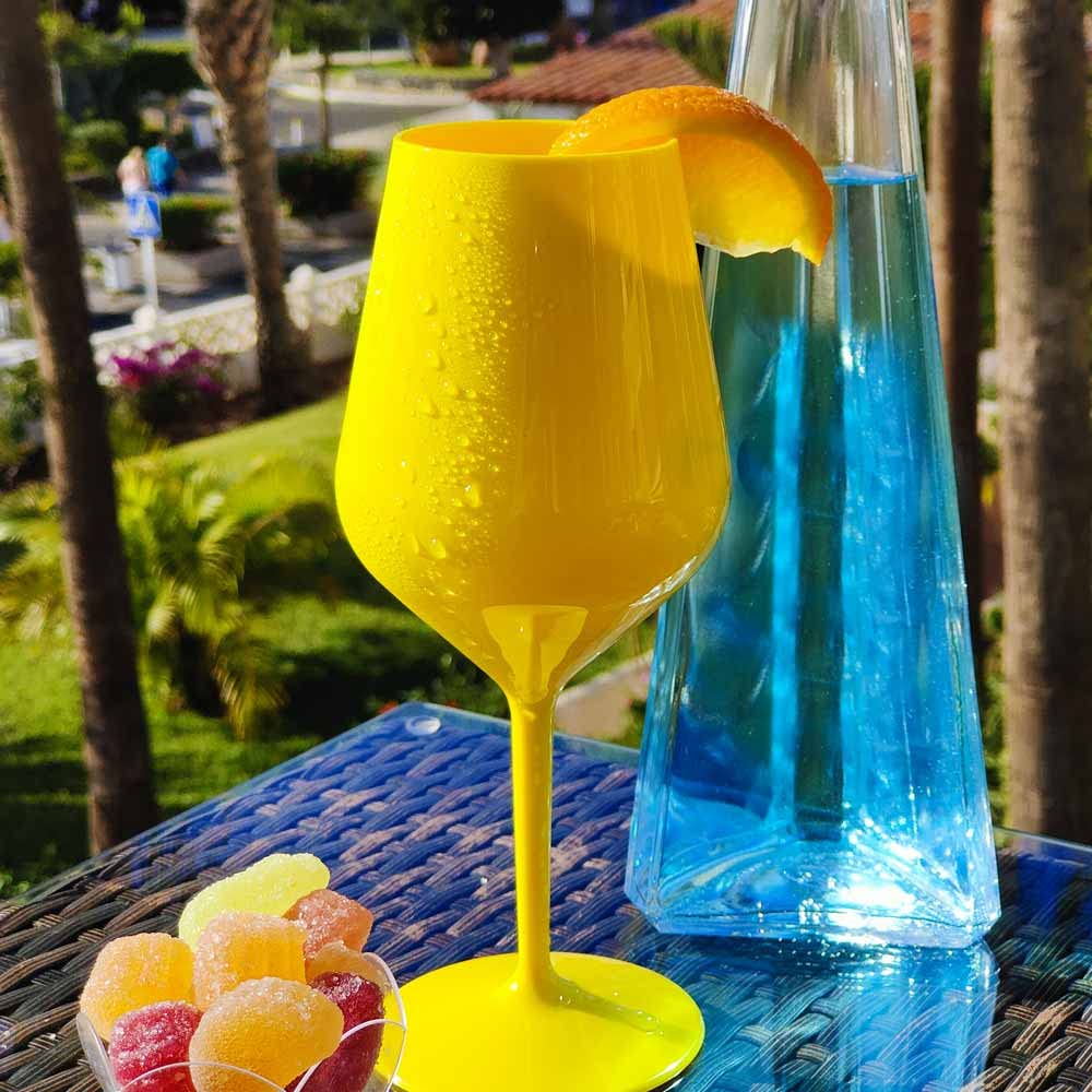Bicchieri da vino in plastica infrangibile - Calici da champagne - Giallo - 47 cl