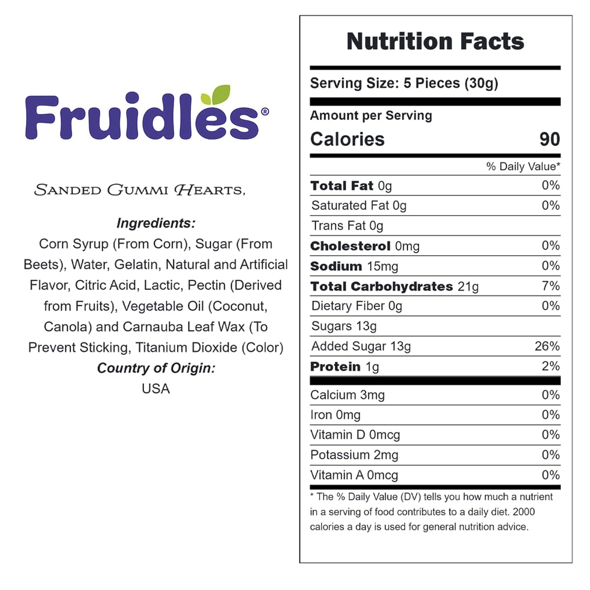 Fruidles Sanded Gummi Hearts Valentine's Gummi Candy, Allergy Friendly, Non-GMO, No Artificial Sweeteners Gummy - Bulk (4.5 Pounds)