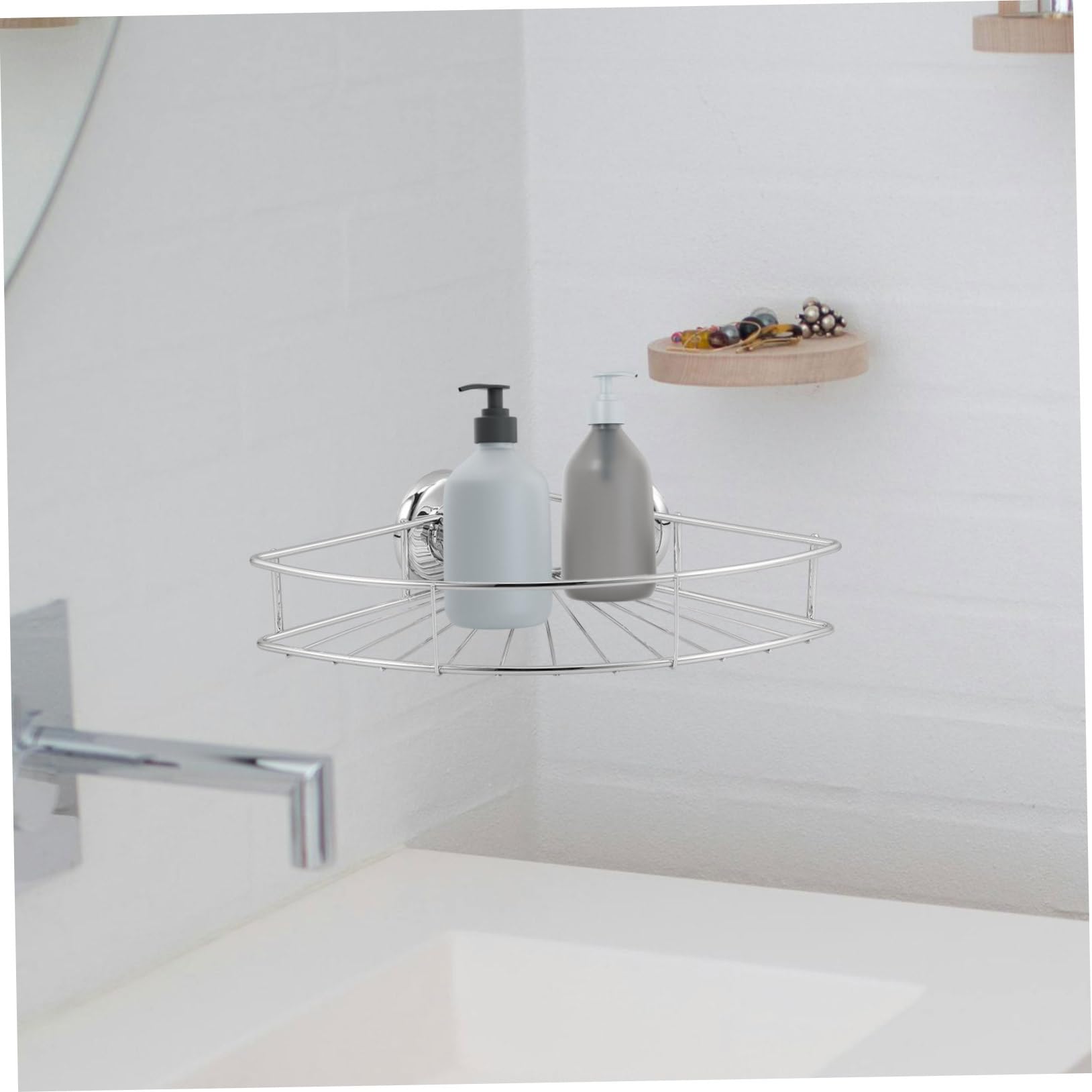 Garneck Acciaio Inox Mensola Design a Ventaglio Angolare, a Ventosa