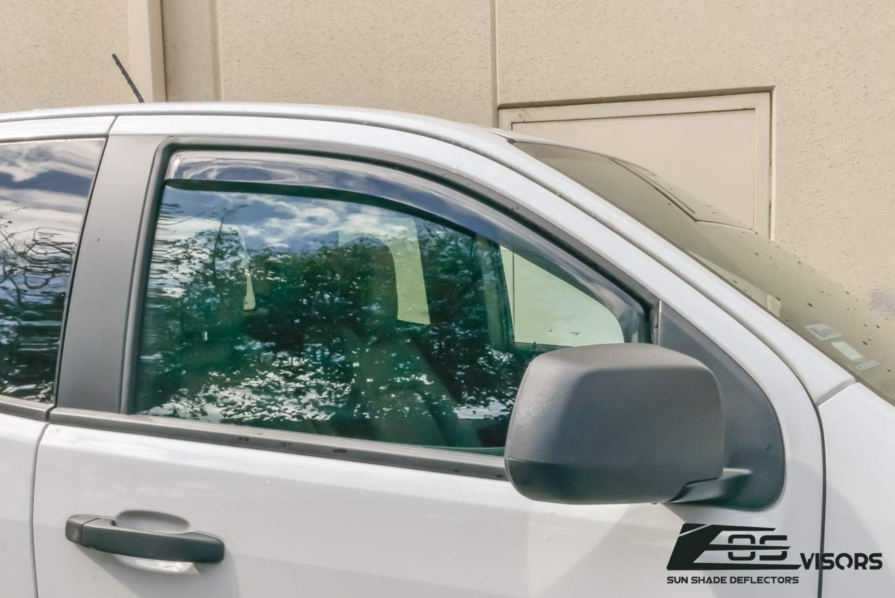 Fits All 2015-2020 Chevrolet Colorado Extended Cab Models | EOS Visors in-Channel Style Smoke Tinted Side Vents Window Deflectors Rain Guards