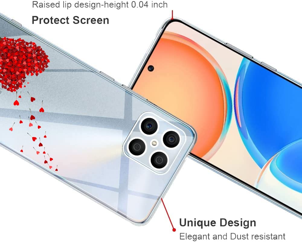 3 Custodie Silicone Morbido Per Honor X8 4G – Design Cuore, Antiurto E Antigraffio, Cover Sottile TPU, Confezione Multipla - 4