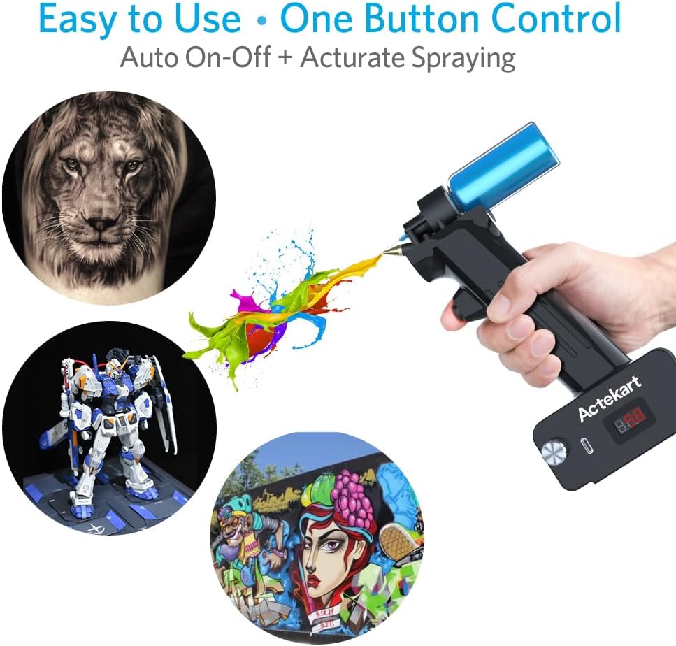 No-Clean Airbrush Kit with Disposable Nozzle (50pcs x 0.2mm & 100pcs x 0.3mm & 100pcs x 0.5mm Disposable Nozzles)- 30PSI Rechargeable Portable Cordless Airbrush Spray Gun