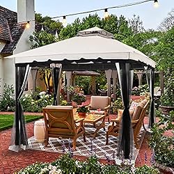 10x10 Gazebo with Mosquito Netting & Sand Bag, Aluminum Pole