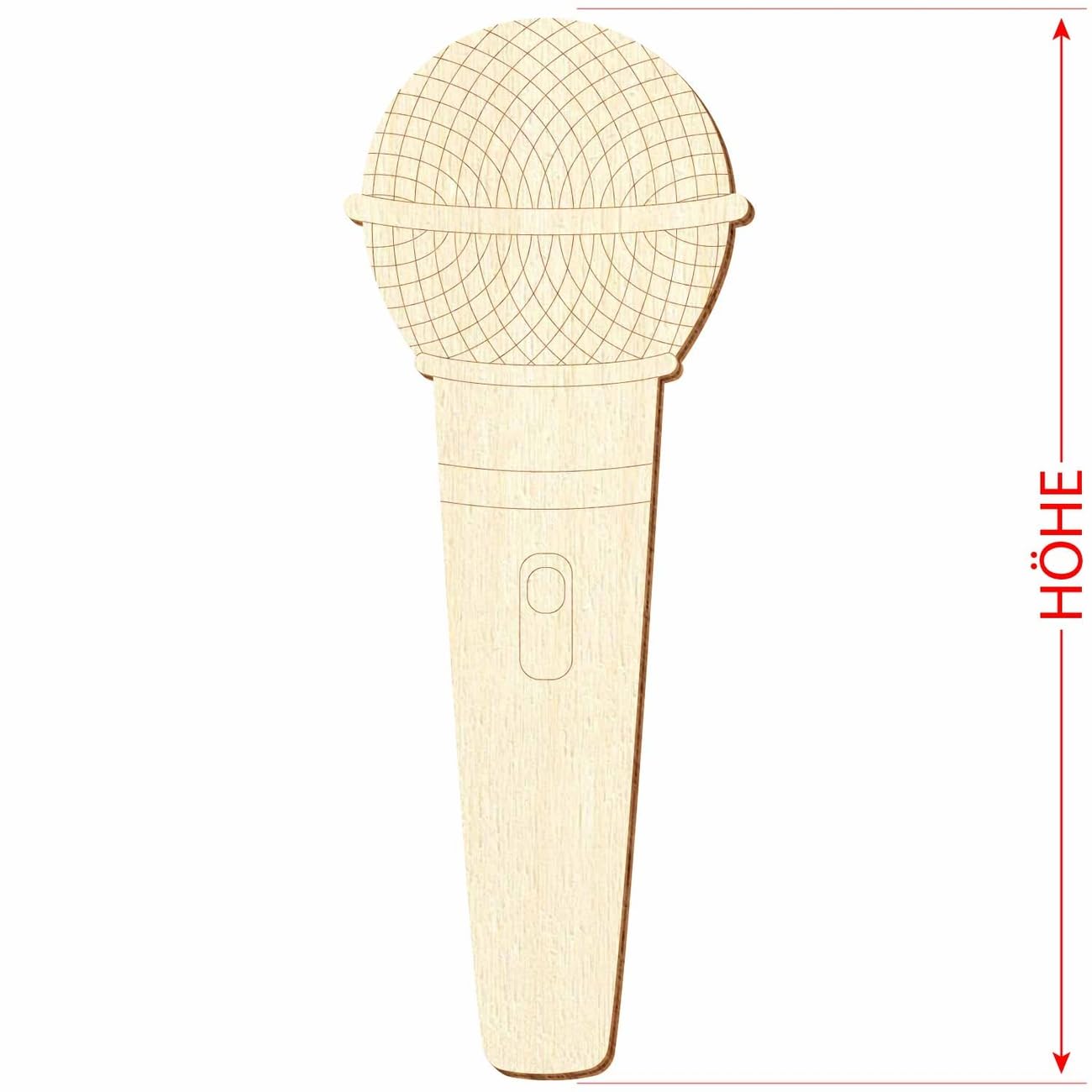 Microfono in legno, decorazione fai da te, 5-50 cm, confezione da 100 pezzi, altezza: 16 cm
