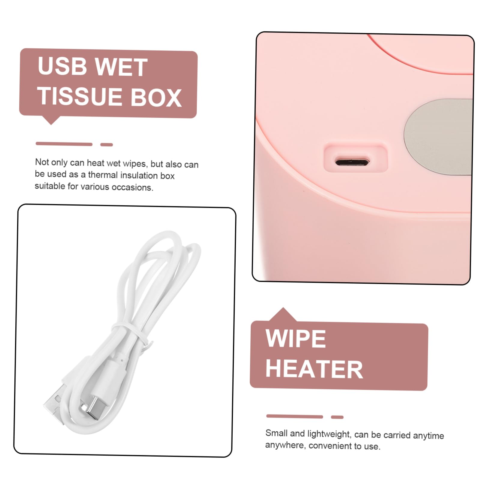 Calentador De Toallitas Húmedas Portátil Para Bebés Usb Hogar y Viajes Mantiene Las Toallitas Calientes y Para Usar Cualquier Momento