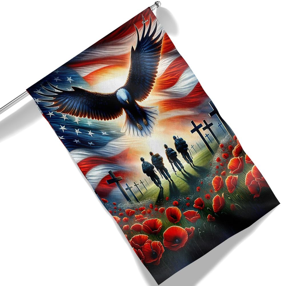 American Flag-Memorial Day Honor The Fallen Veteran Flag TQN2847F, 3x5 ft. Flag-USA Flags Premium Polyester-Decorative Indoor Outdoor Flag