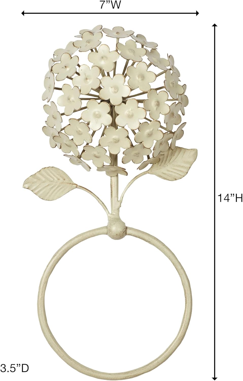 Creamy Gold Hydrangea Floral Towel Ring