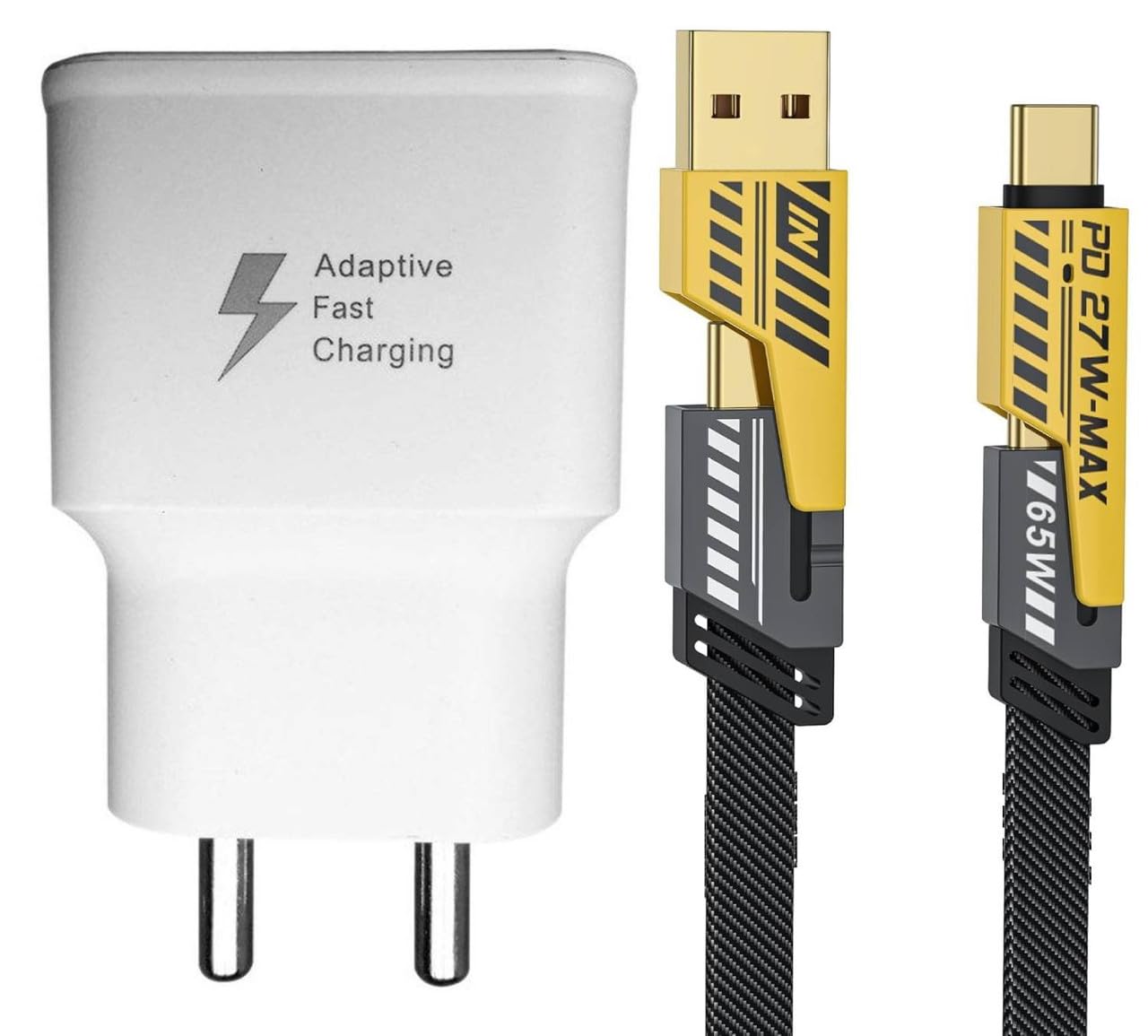 30W Car Charger For Apple iPad 4 Wi-Fi + Cellular Triple USB Port High Speed Turbo Charge QC 3.0 Smart With 1.2m 4-in-1 Metal Flat Braided Indestructible Smartphone Multi iOS Type-C (White, SMG, SH.B)