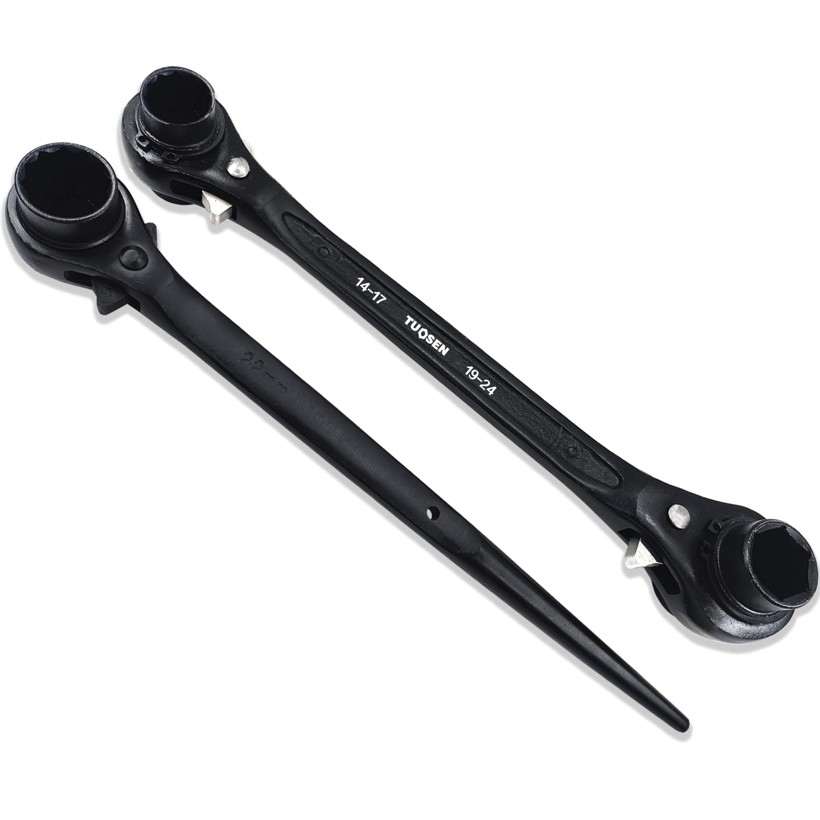 groword 2PC Reversible Ratcheting Wrench Set,Including1/2,2/3",3/4",7/8",15/16",14×17mm,19×22mm,19×24mm,Two models of Hexagonal Ratchet Wrench and 12