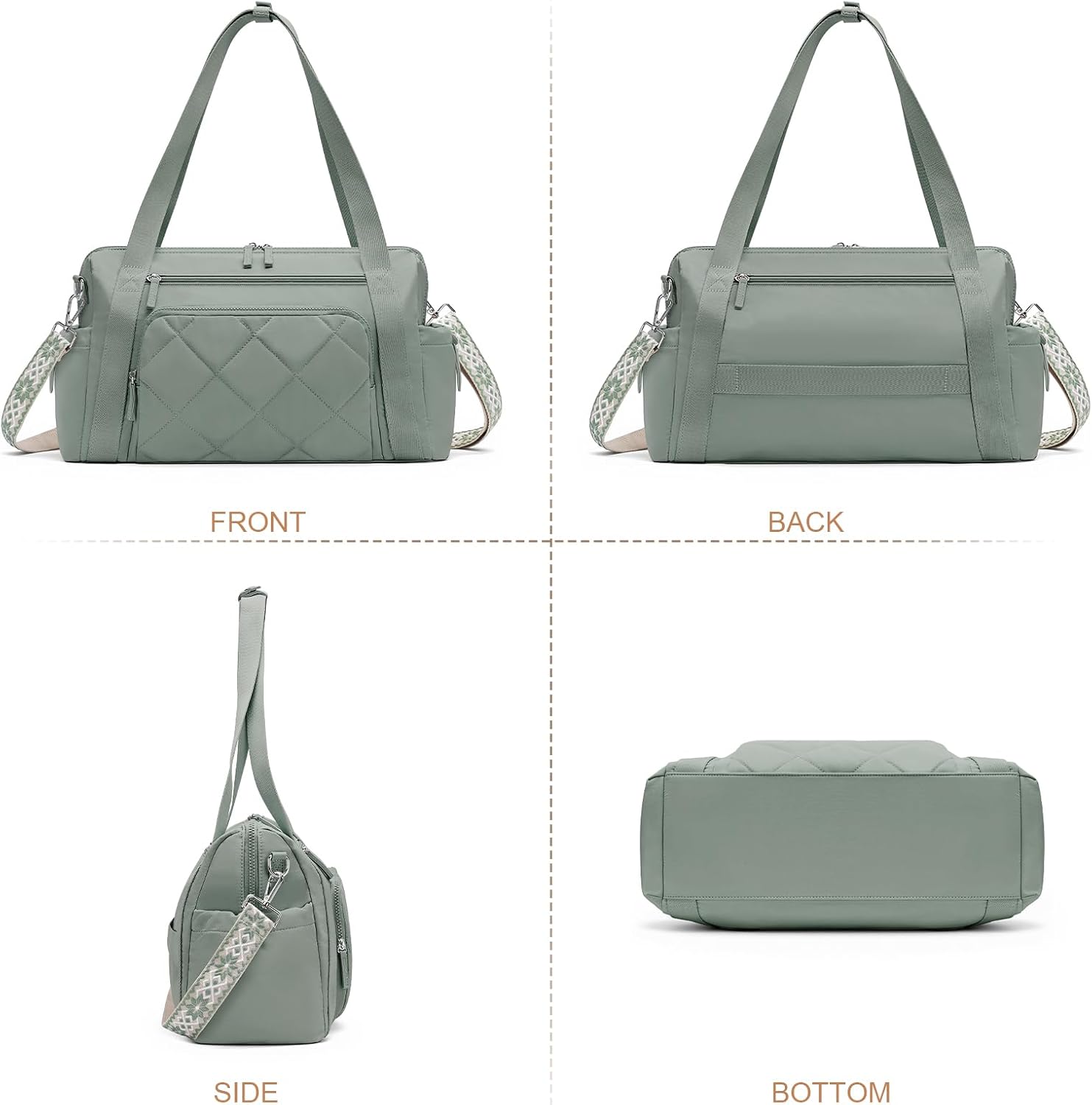 Gym Bag for Women, Duffle Weekender Bags for Travel, Lightweight Weekender Tote with Wet Pocket for Sports, Workout and Dance Green - Image 9