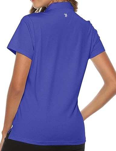 Miniatura 3 de TBMPOY Polo de golf de manga corta para mujer, ligera, absorbe la humedad, cuello de secado rápido, 4 botones