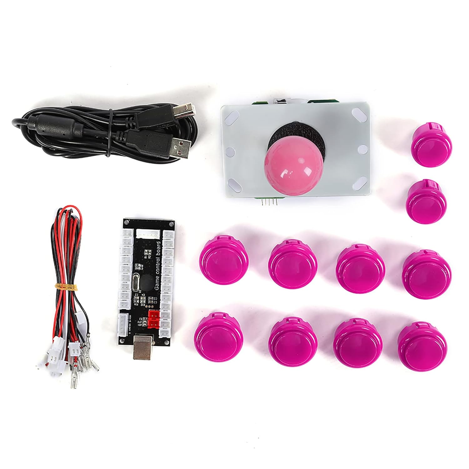 30 24 Cassette 5P Rocker Single Kit in Black and Pink for Games Acrylic Crystal Shell Strong Wear Precise Integration with Equipment (Rosy)