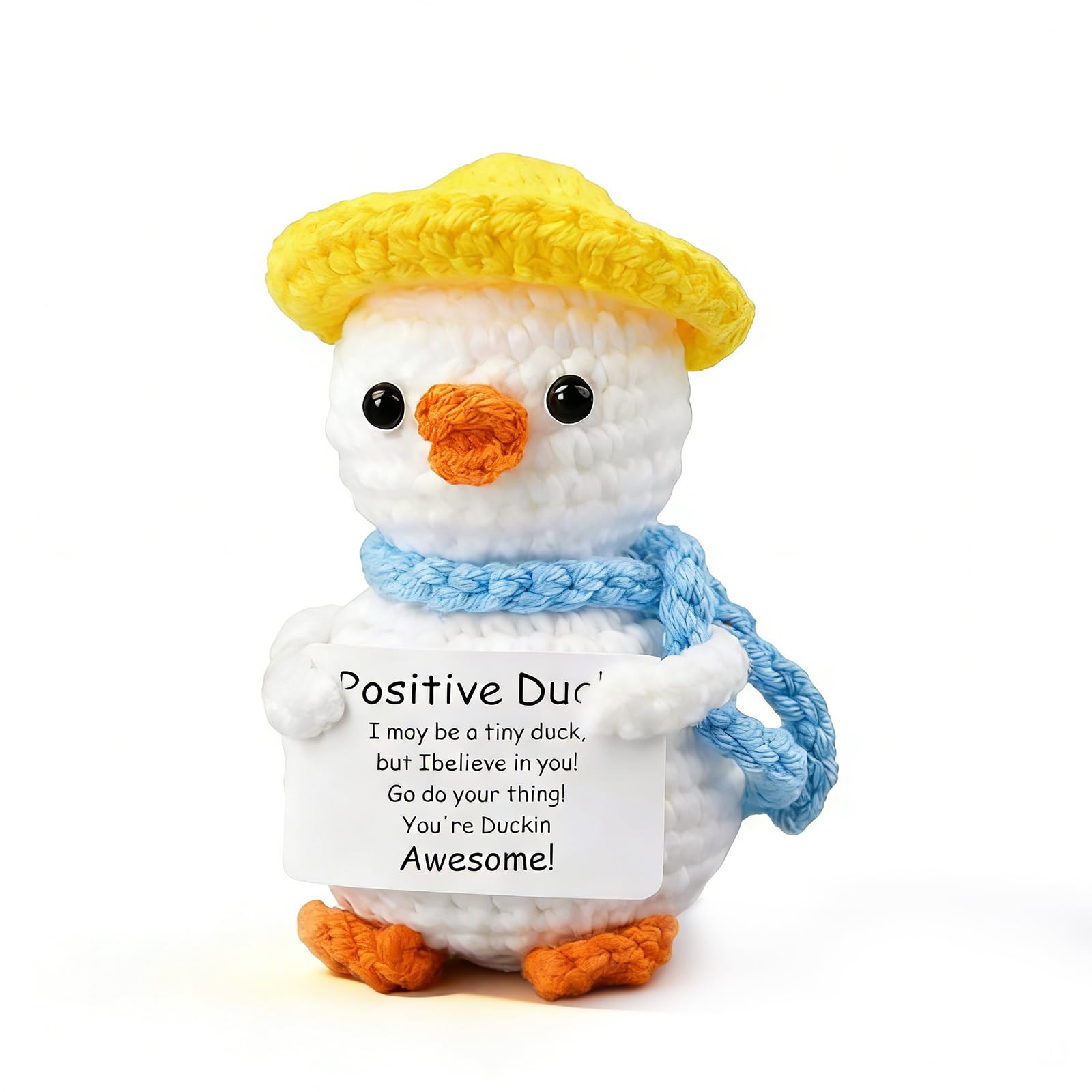 CHarmeFleur Positive Duck Presents, Exam Luck Tokens, Mini Knitted Duck Toy, Adorable Knit Emotional Support Bird