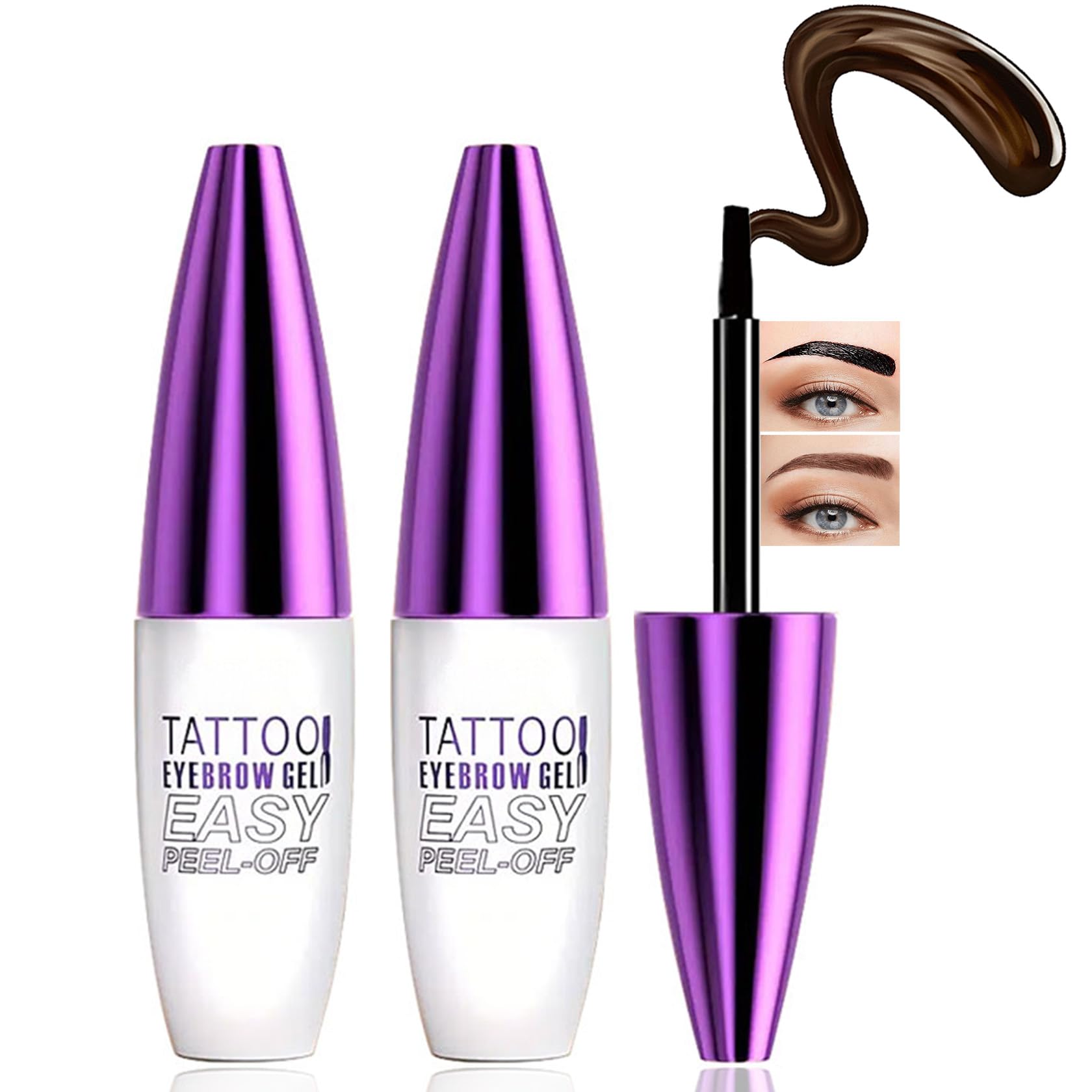 2Pcs Dark Brown Peel Off Eyebrow Tattoo Gel, Easy Peel Off Eyebrow Gel