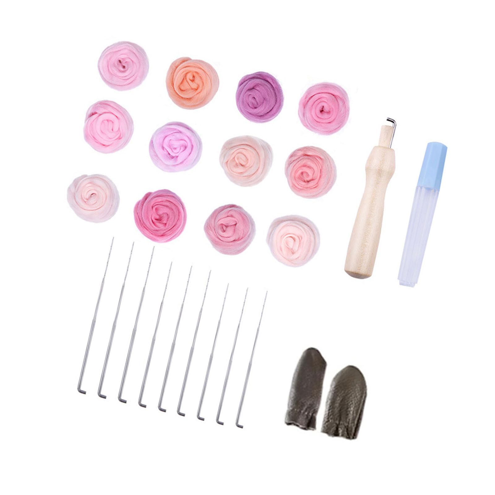Buxuaaaa Set 3 Needle Felting Supplies With Felting Needle Wool Roving Finger Cots And Tool Accessory For Beginner Wool Felt Craft Set