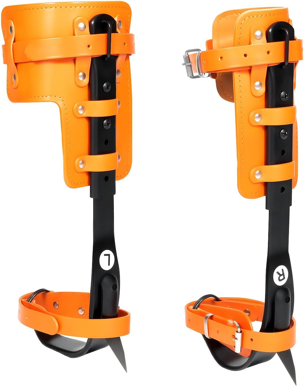 Adjustable Forged-Steel Tree-Climbing Spike Set, Heavy-Duty Pole Spurs with Padded Leather Straps & Gloves, Arborist Gaffs for Pruning, Fruit Picking, Hunting & 220 lb Work Safety